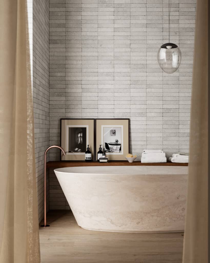 Vrijstaand beige bad